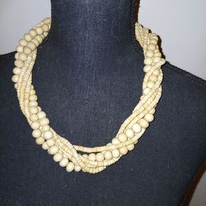 5 stand wooden beaded necklace,  vintage S2 bag 110
